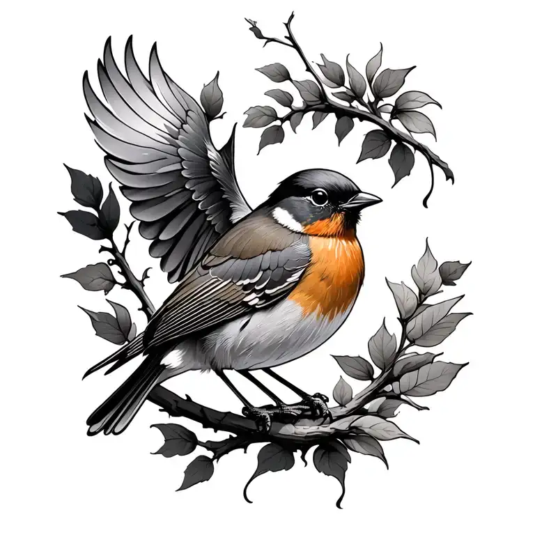 3 Robin Bird flying tattoo design idea