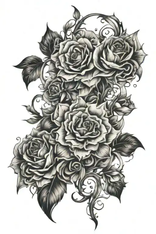 • For the thigh, we’ll go with a vertical but more expansive design that allows for larger details and a bit more moveme tattoo design idea