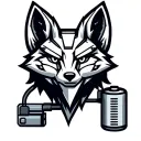 Mechanical fox head logo. Fox head is plugged into a battery. Low detail, simple design. tattoo design idea
