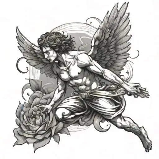 icarus falling angel tattoo design idea