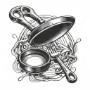 two frying pans crossed tattoo design idea