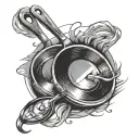 two frying pans crossed tattoo design idea