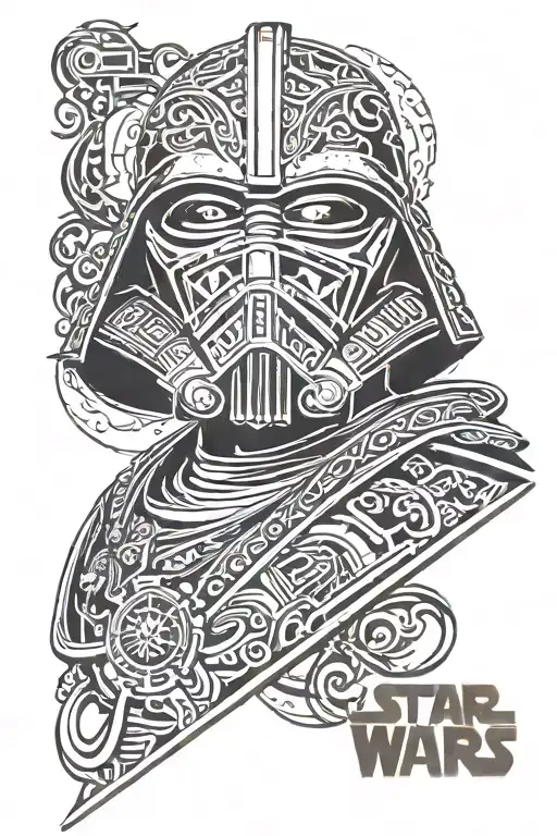 star wars, villain, tribal pattern tattoo design idea