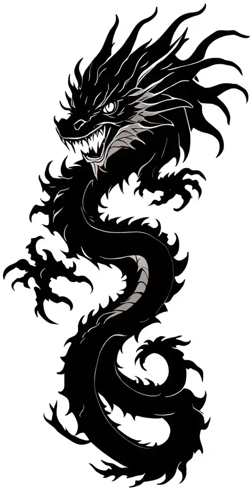 a dragon that wraps around biceps through shoulder tattoo design idea