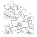cattleya flowers white orchid and forget-me-not tattoo design idea