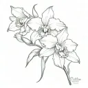 cattleya flowers white orchid and forget-me-not tattoo design idea
