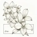 cattleya flowers white orchid and forget-me-not tattoo design idea