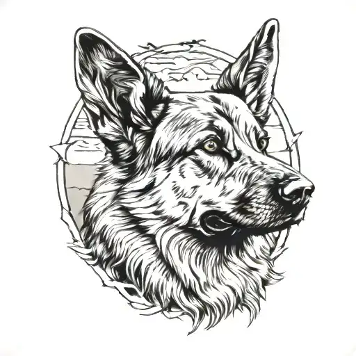 travel hiking sunshine family friends and german shepherd dog tattoo design idea