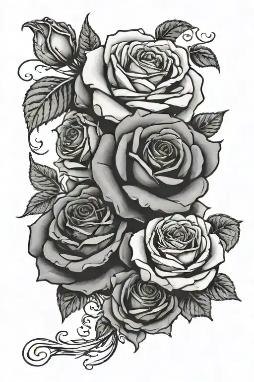 999 with roses growing tattoo design idea