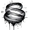 symbolic for overcoming difficulties, aurora ribbons flowing with hope , soundwaves backround and melting vortex, dna tattoo design idea