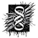 symbolic for overcoming difficulties, aurora ribbons flowing with hope , soundwaves backround and melting vortex, dna tattoo design idea