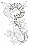 caterpillar and leaves intertwined tattoo design idea
