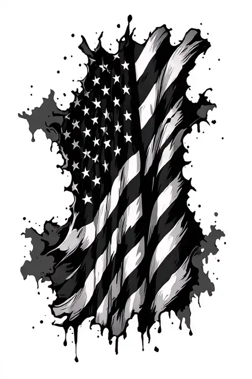 tattered American flag tattoo design idea