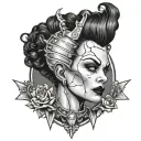 bride frankenstein candles dagger tattoo design idea