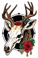 Deer skull with chains tattoo design idea