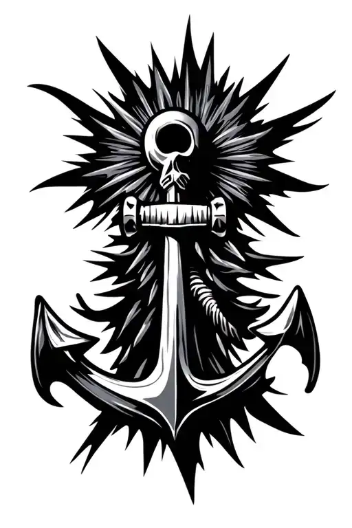 starburst with anchor tattoo design idea