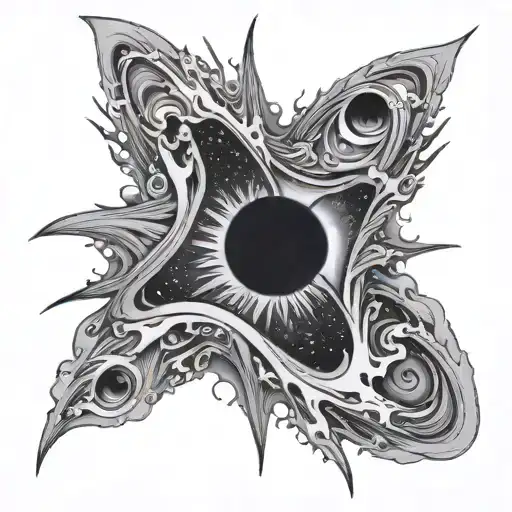 Black hole eating star tattoo design idea
