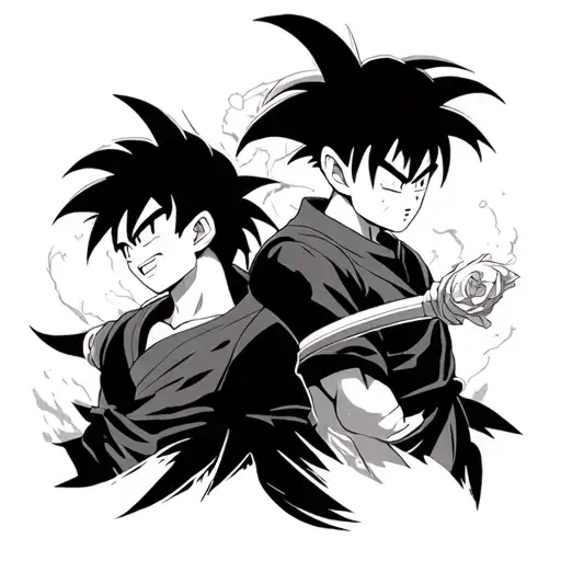 soleil et goku black tattoo design idea
