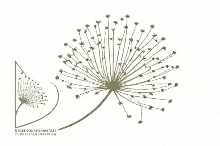 dandelion in Fibonacci spiral intertwined tattoo design idea