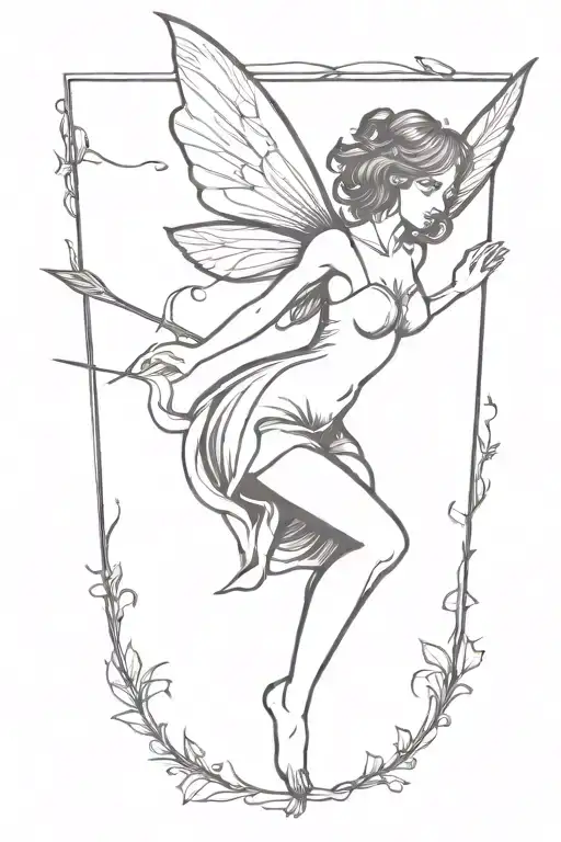 gothic fairy flying tattoo design idea