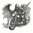grim reaper steam train angel tattoo design idea