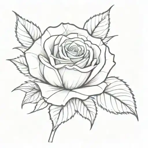 Coverup rose black with white outlines tattoo design idea