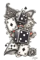 Dice and playing cards all jacks with proverbs 16:33 tattoo design idea