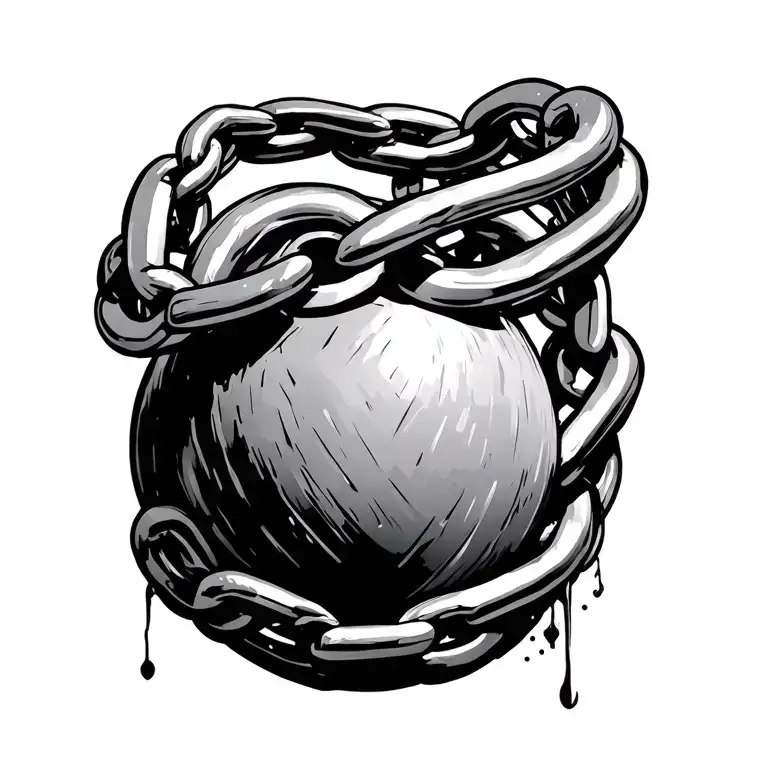 ball and chain tattoo inspired tattoo design idea