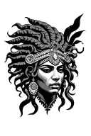 medusa head Indian inspired tattoo featuring African facial features  tattoo design idea