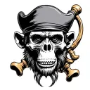 monkey pirate skull tattoo design idea