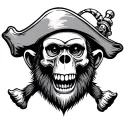 monkey pirate skull tattoo design idea