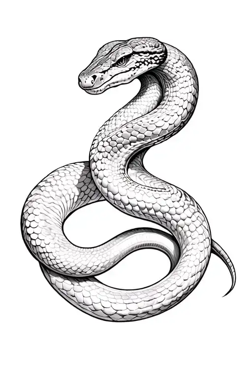 beautiful snake emerging from its shedding skin  with the old skin in black and white and the new skin in color tattoo design idea