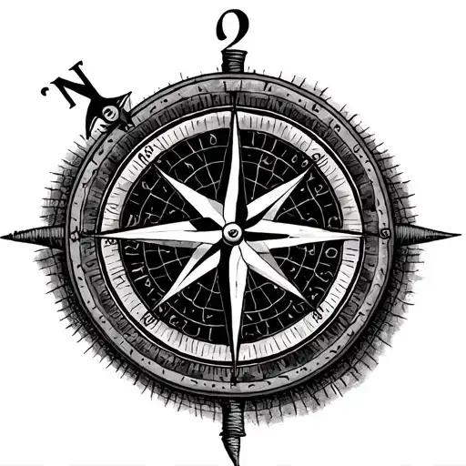 mariner compass with drunkards path quilt pattern representing true north tattoo design idea