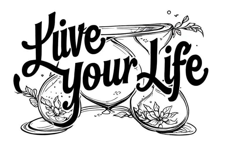 "Live Your Life" "Live Your Life" hourglass background creatures tattoo design idea