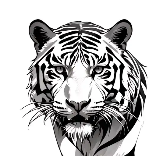 White Tiger gothic styling tattoo design idea