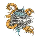 jdm car drifting tattoo design idea