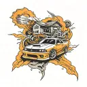 jdm car drifting tattoo design idea