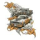 jdm car drifting tattoo design idea