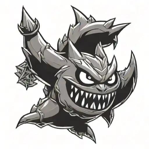 gengar money symbols tattoo design idea