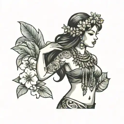 hula girl tattoo design idea