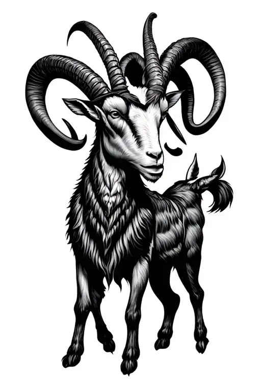 acquarius water bearer and capricorn goat standing tattoo design idea