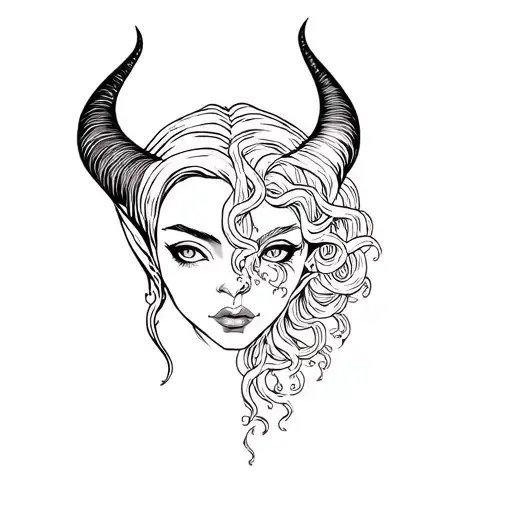 maleficent x medusa head tattoo design idea