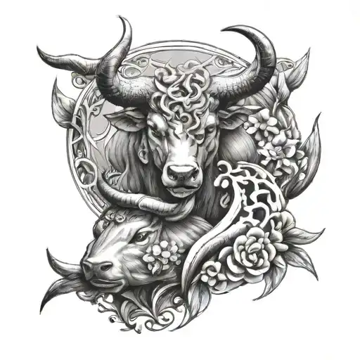 Taurus and Pisces together  tattoo design idea