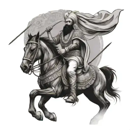 sikh warrior riding tattoo design idea