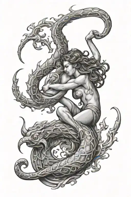 aquarius and scorpio tattoo design idea
