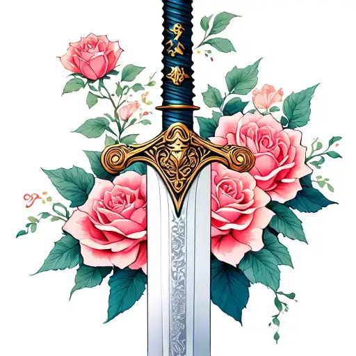 Sword With Roses Simiple 3225+ Sword With Roses Tattoo Ideas in 2025 - BlackInk AI