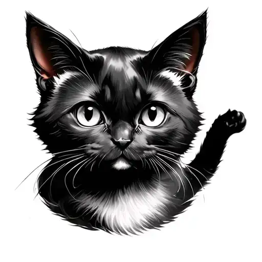 spooky cute halloween black cat tattoo design idea
