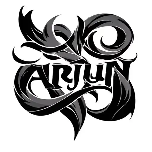 arjun name intertwined representing tattoo design idea