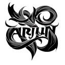 arjun name intertwined representing tattoo design idea