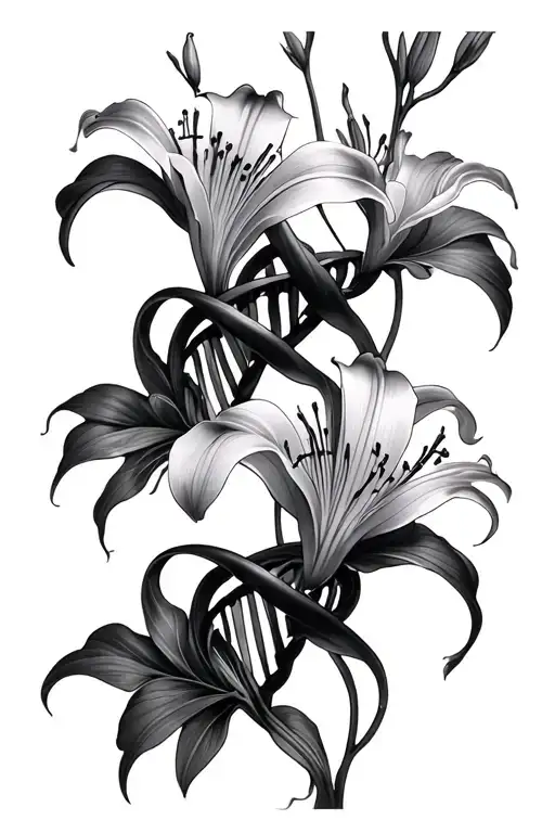 lily dna double helix tattoo design idea